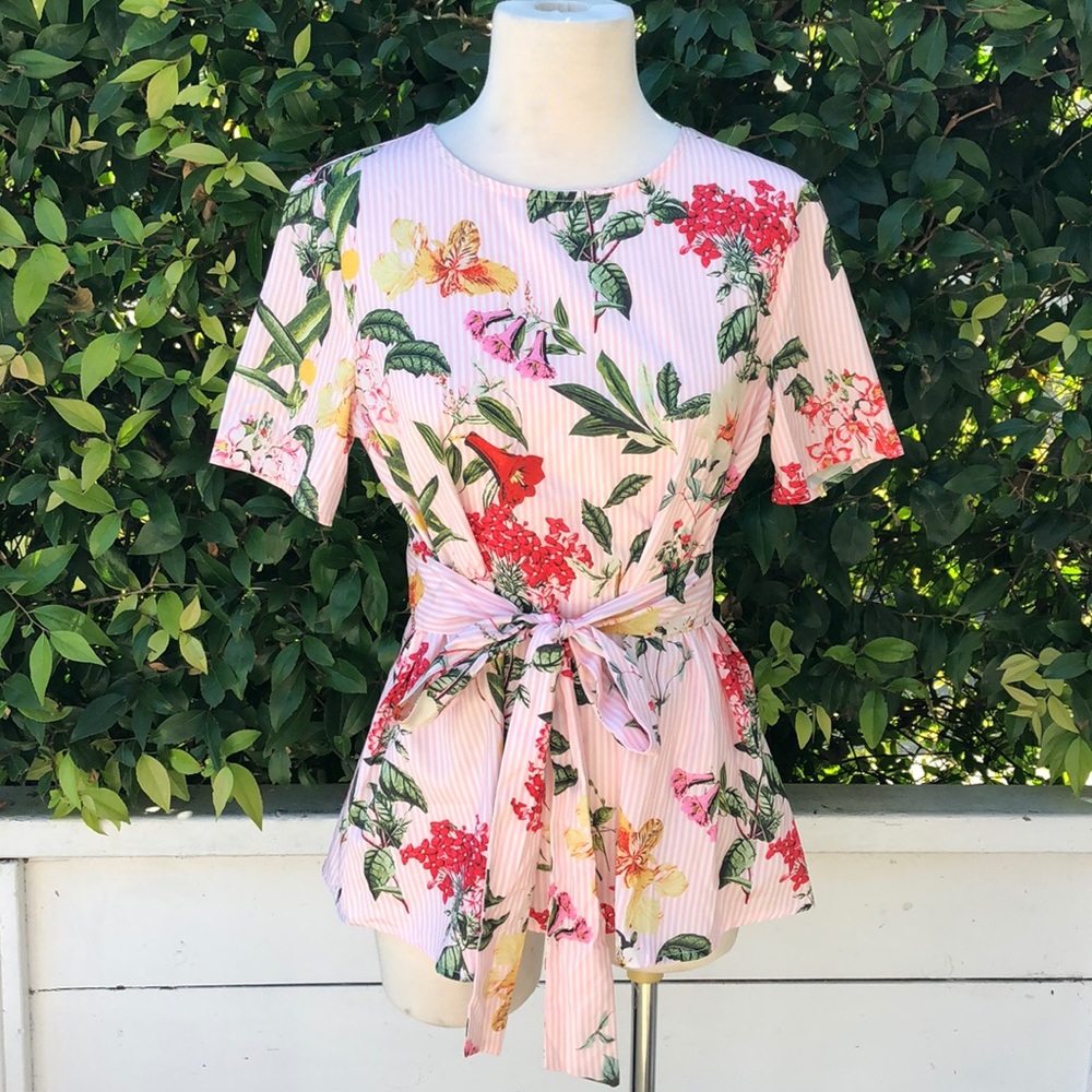 Pink Floral Blouse by Shein